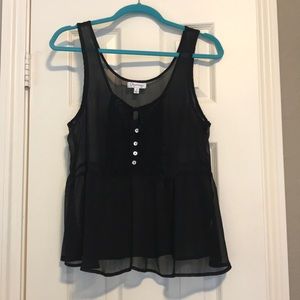 Sheer Black Flowy Tank